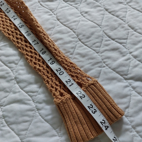 TOMMY BAHAMA TAN CROCHET BOHO OPEN STITCH SWEATER - Picture 11 of 13